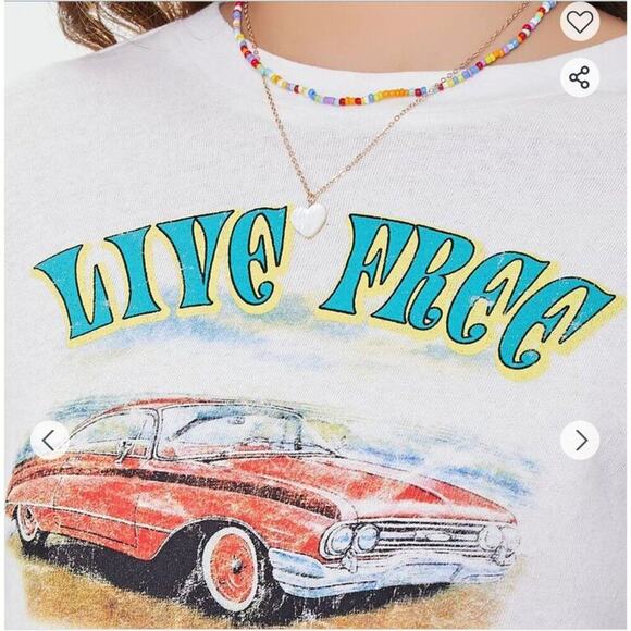 Forever 21 sz L white retro‎ graphic cropped shirt NWT - Picture 5 of 7